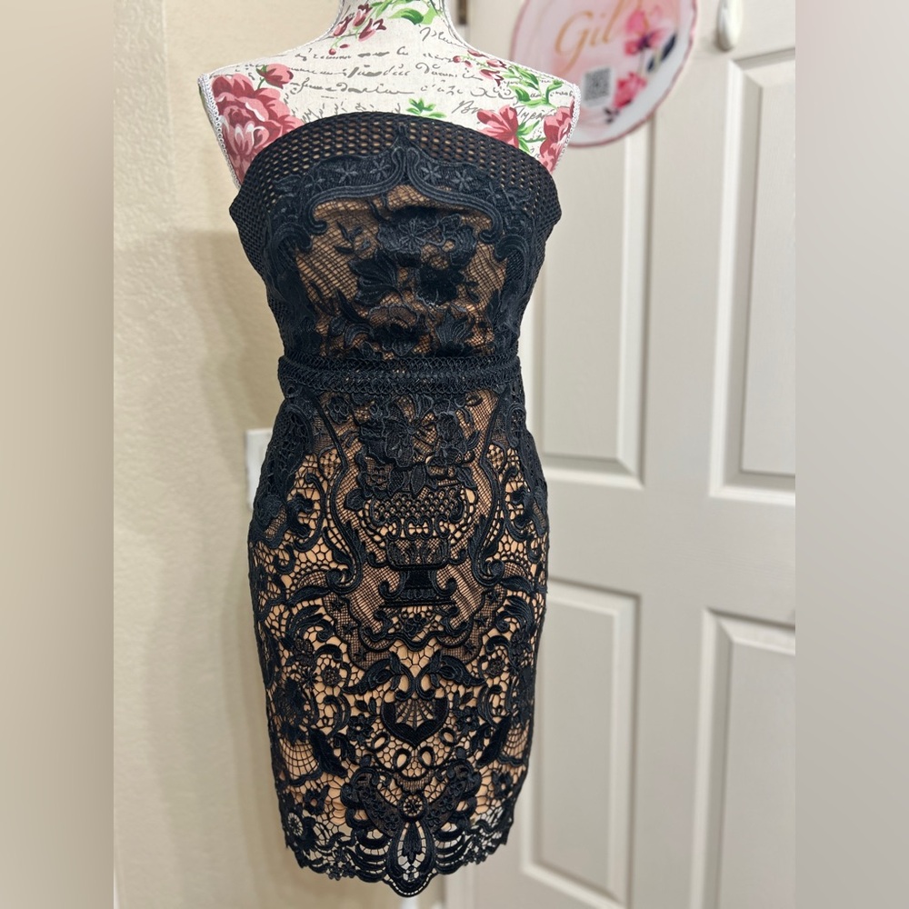 Charlotte Russe Black Strapless Lace Dress